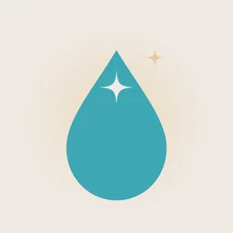Wonder & Virtue logo: a water drop with a sparkle